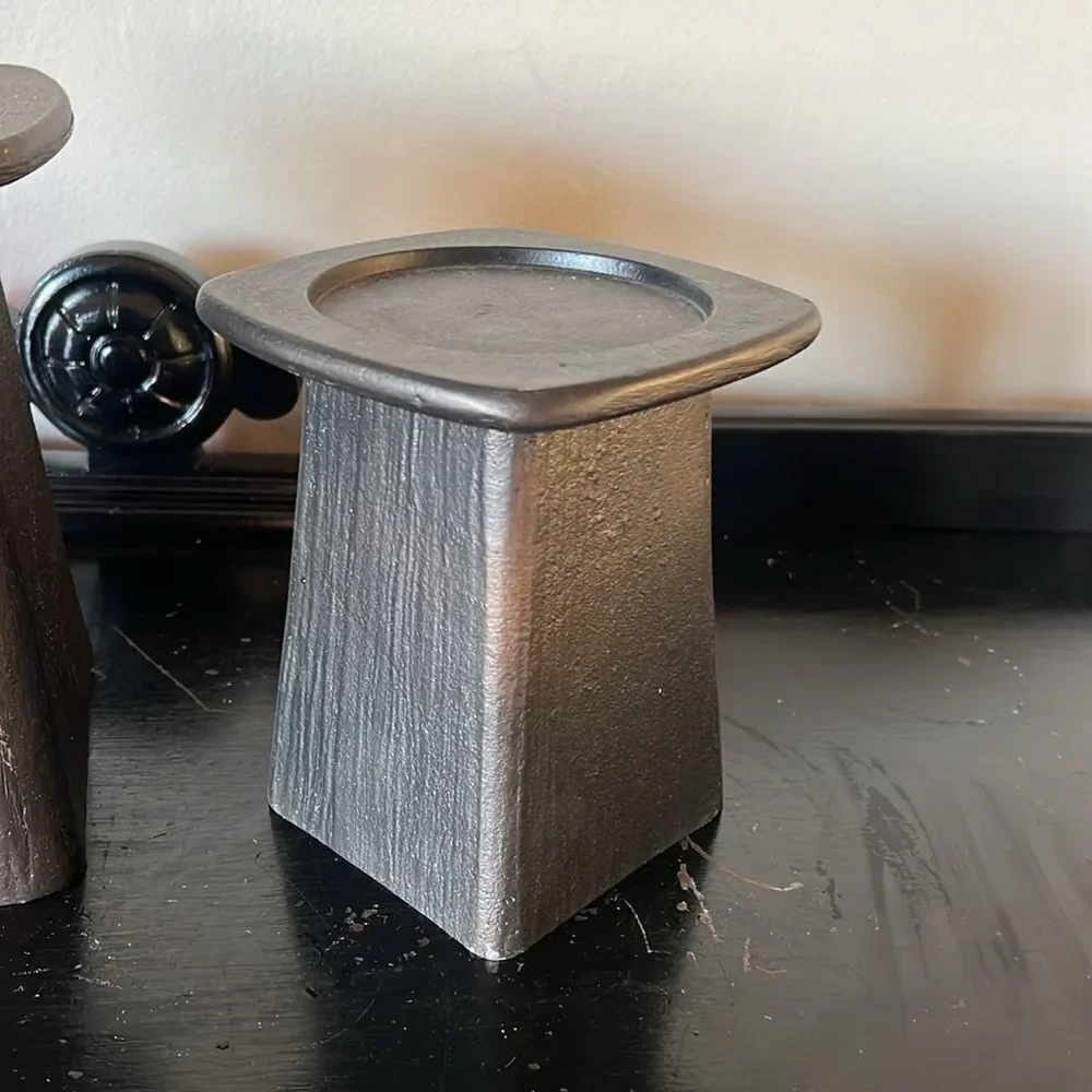 Pottery Barn Cast Aluminum Pillar Candle Holders